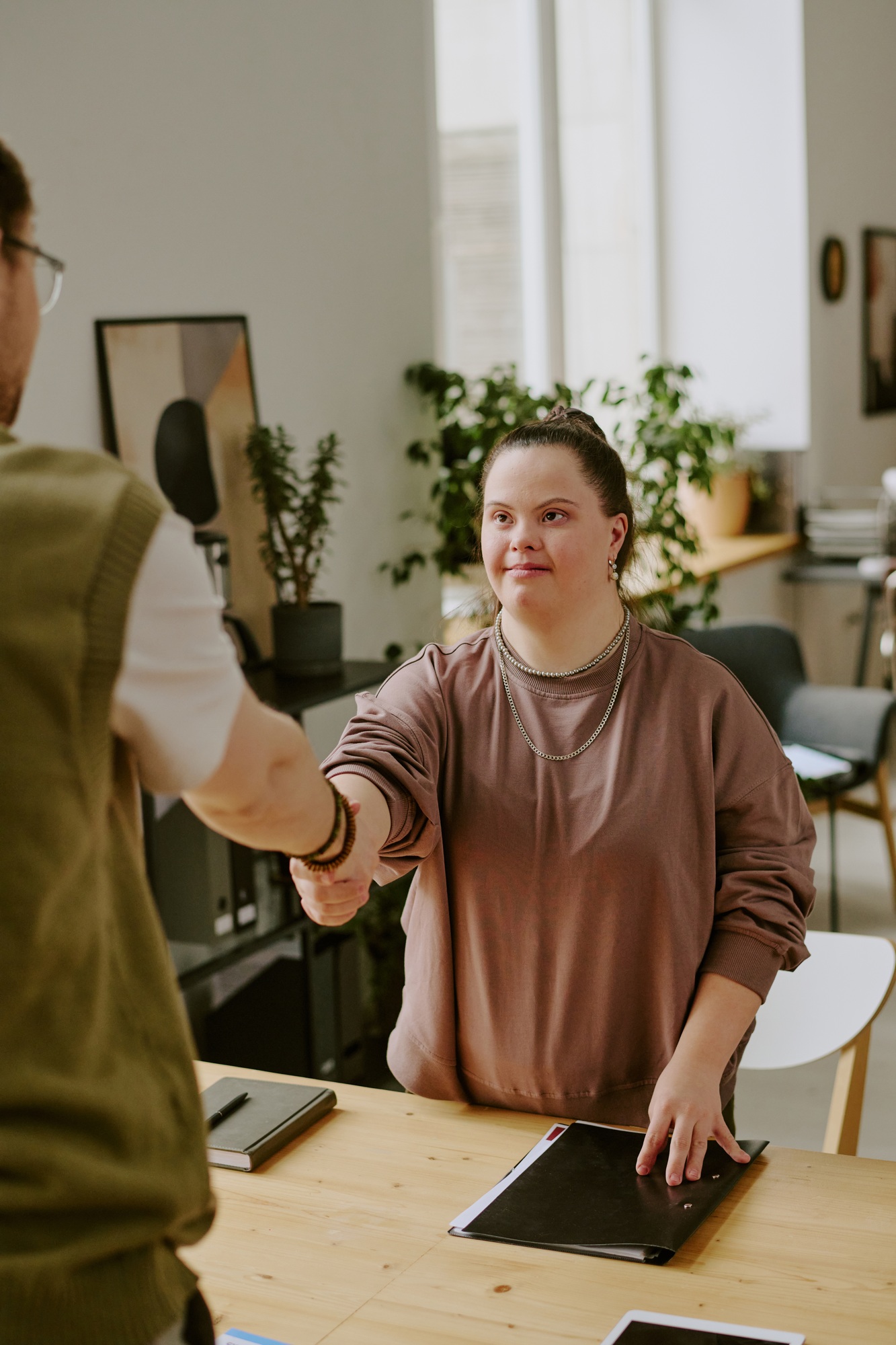Young Woman with Down Syndrome after Job Interview